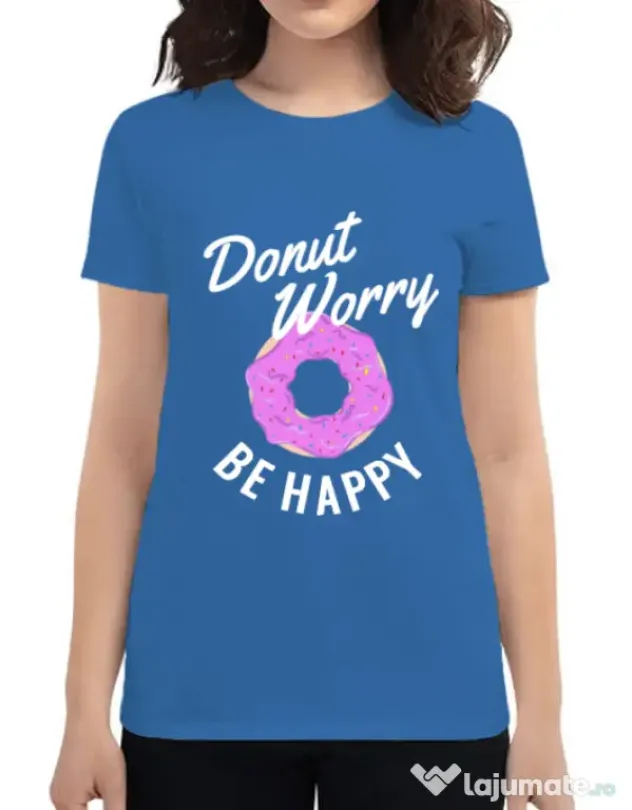 Tricou ADLER dama Be happy Albastru azuriu