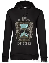 Hoodie dama cu gluga The illusion of time Negru