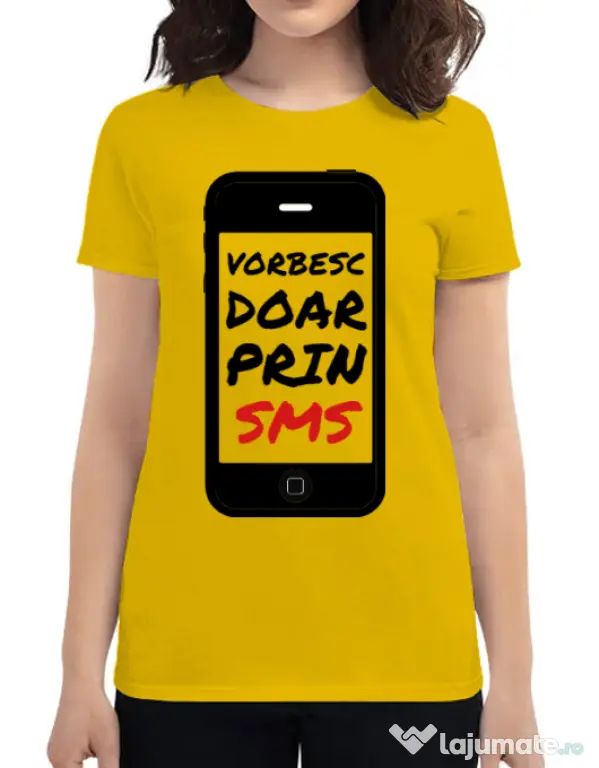 Tricou ADLER dama Vorbesc doar prin sms Galben