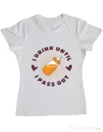 Tricou ADLER dama I drink until I pass out Alb