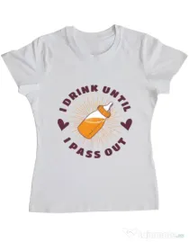 Tricou ADLER dama I drink until I pass out Alb