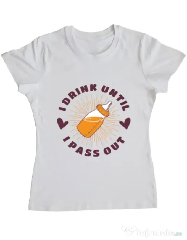 Tricou ADLER dama I drink until I pass out Alb
