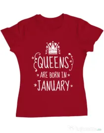 Tricou ADLER dama Queens are born in january Rosu