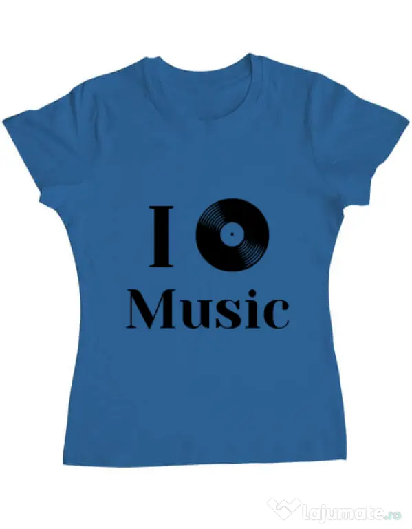 Tricou ADLER dama I love music Albastru azuriu