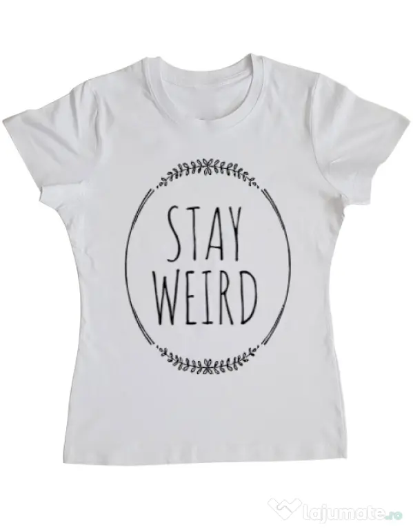 Tricou ADLER dama Stay weird Alb
