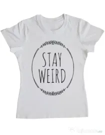 Tricou ADLER dama Stay weird Alb