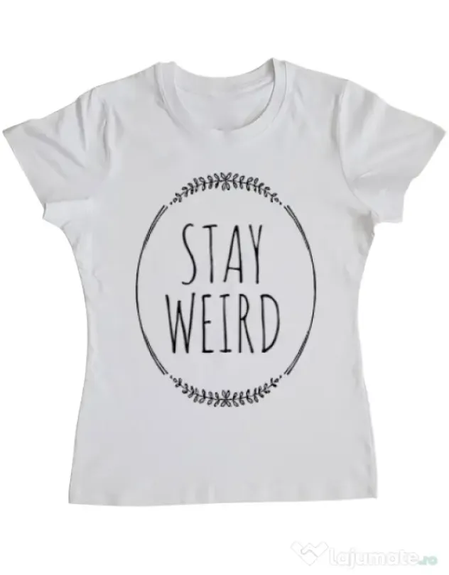 Tricou ADLER dama Stay weird Alb