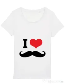Tricou STANLEY STELLA dama I love moustaches Alb