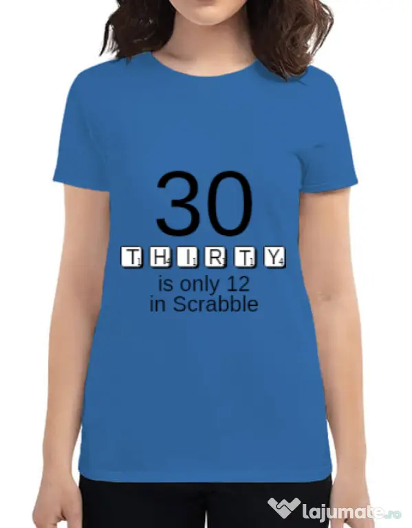 Tricou ADLER dama 30 in scrabble Albastru azuriu