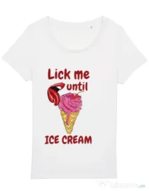 Tricou STANLEY STELLA dama Lick me until ice cream Alb