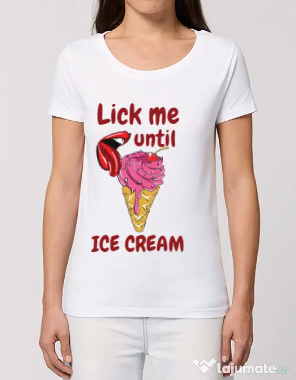 Tricou STANLEY STELLA dama Lick me until ice cream Alb
