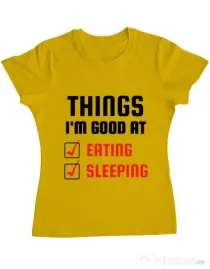 Tricou ADLER dama Things I am good at Galben