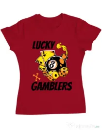 Tricou ADLER dama Lucky gamblers Rosu