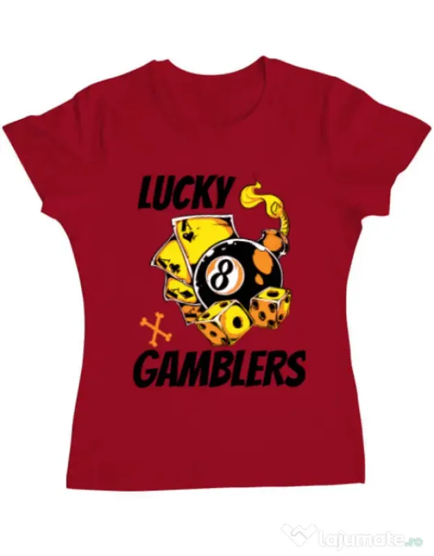 Tricou ADLER dama Lucky gamblers Rosu