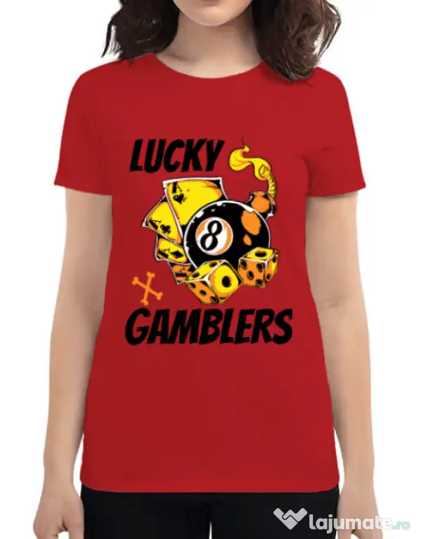 Tricou ADLER dama Lucky gamblers Rosu