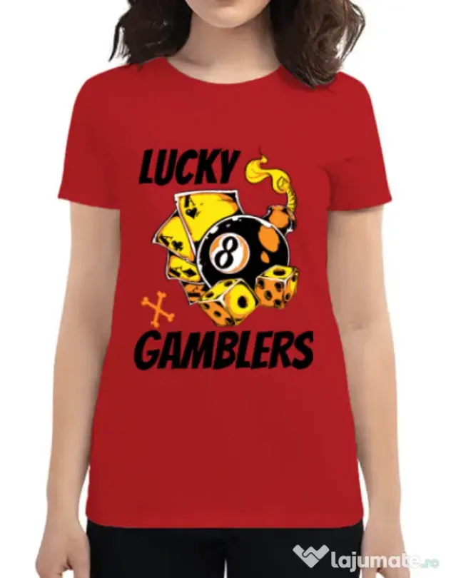 Tricou ADLER dama Lucky gamblers Rosu