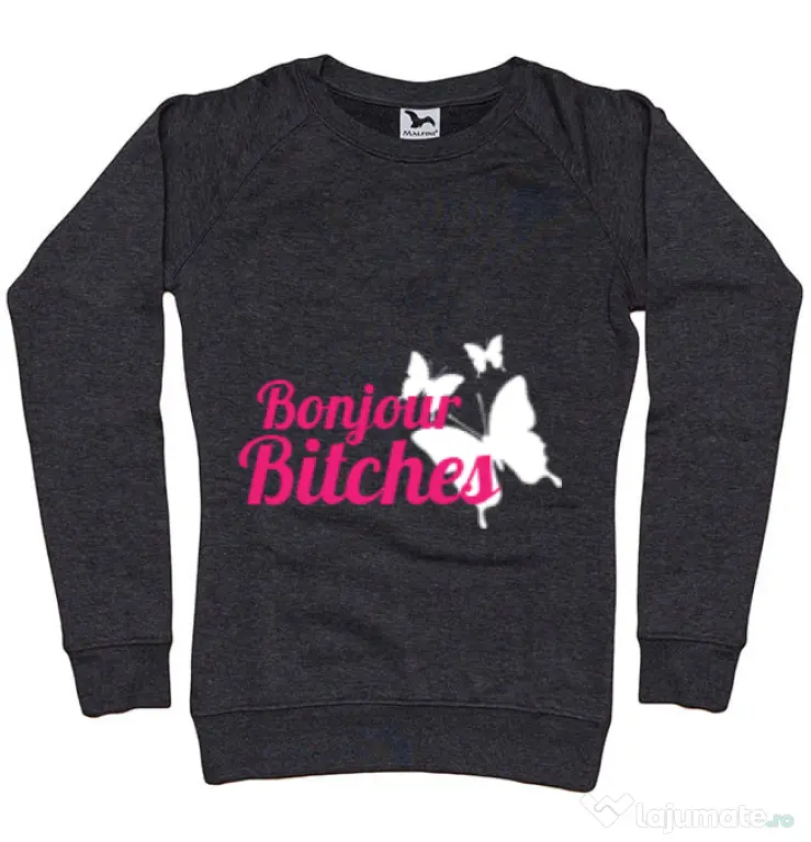 Bluza ADLER dama Bonjour bitches Negru melanj