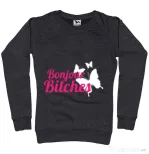 Bluza ADLER dama Bonjour bitches Negru melanj