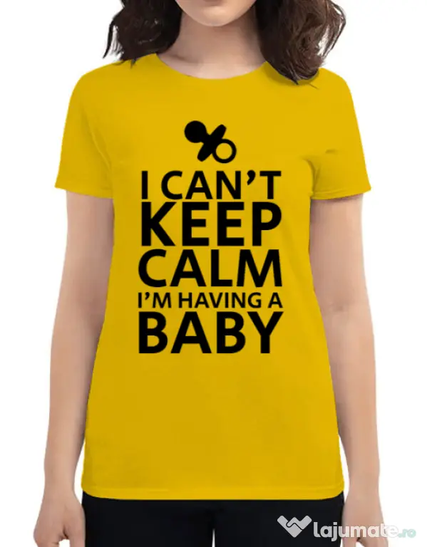Tricou ADLER dama I am having a baby Galben