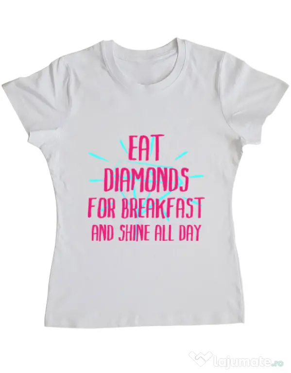 Tricou ADLER dama Eat diamonds Alb