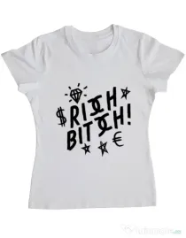 Tricou ADLER dama Rich bitch Alb