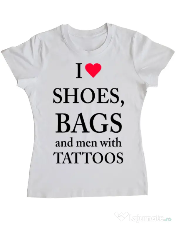 Tricou ADLER dama I love shoes Alb