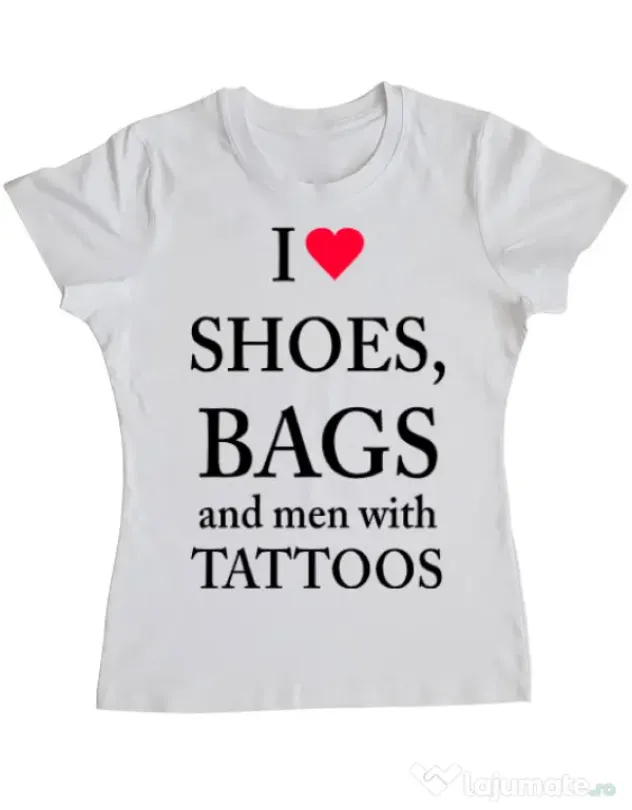Tricou ADLER dama I love shoes Alb