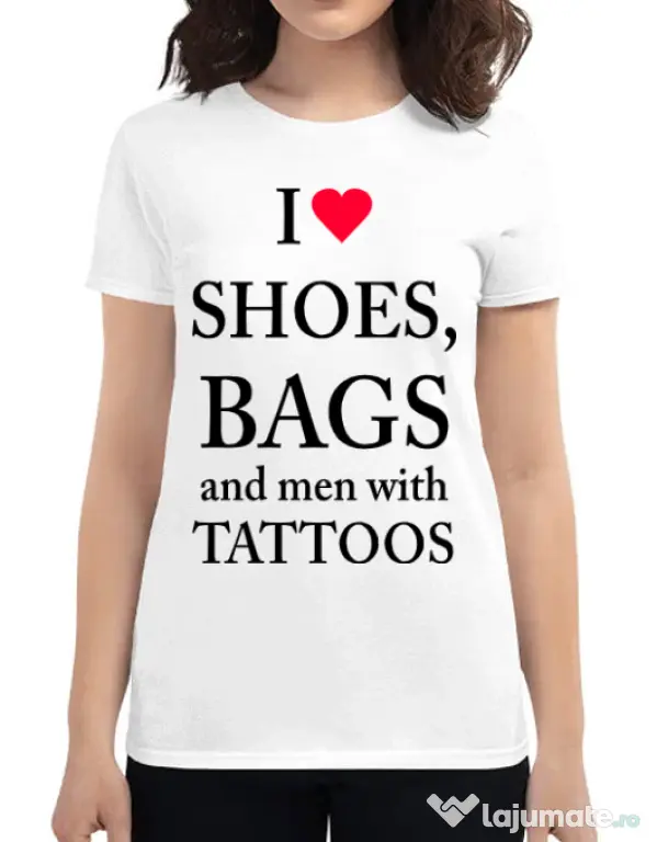 Tricou ADLER dama I love shoes Alb