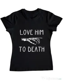 Tricou ADLER dama Love him to death Negru