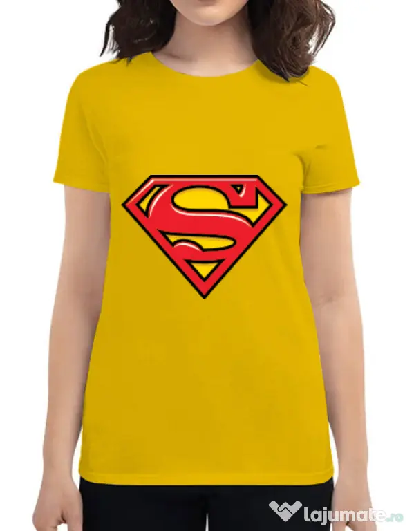 Tricou ADLER dama Superman Galben