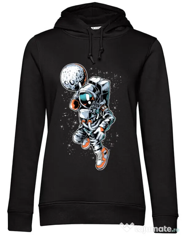 Hoodie dama cu gluga Astronaut Negru