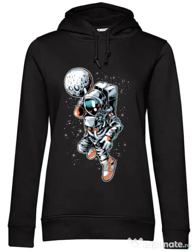 Hoodie dama cu gluga Astronaut Negru