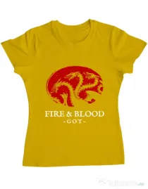 Tricou ADLER dama Fire and Blood Targaryen Galben