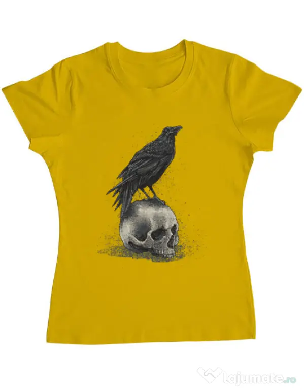 Tricou ADLER dama Crow skull Galben