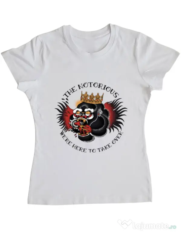 Tricou ADLER dama The notorious Alb