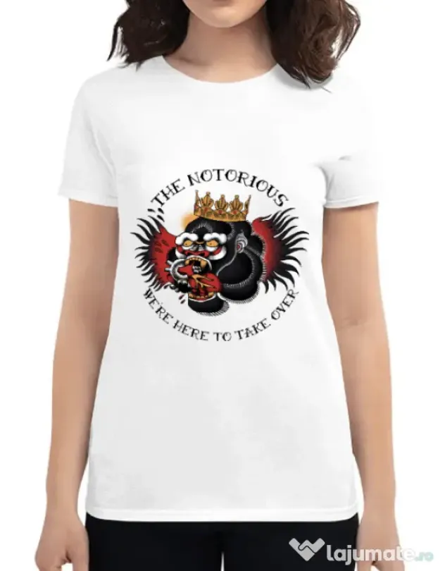 Tricou ADLER dama The notorious Alb
