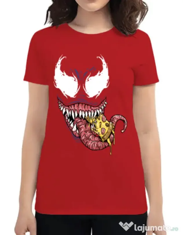 Tricou ADLER dama Venom pizza Rosu