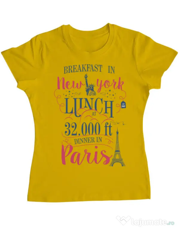 Tricou ADLER dama Breakfast in New York Galben