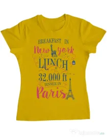 Tricou ADLER dama Breakfast in New York Galben