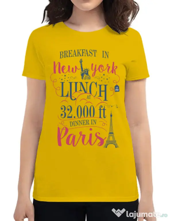 Tricou ADLER dama Breakfast in New York Galben