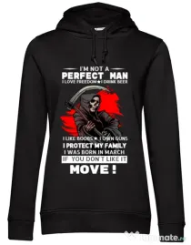 Hoodie dama cu gluga I am not a perfect man Negru