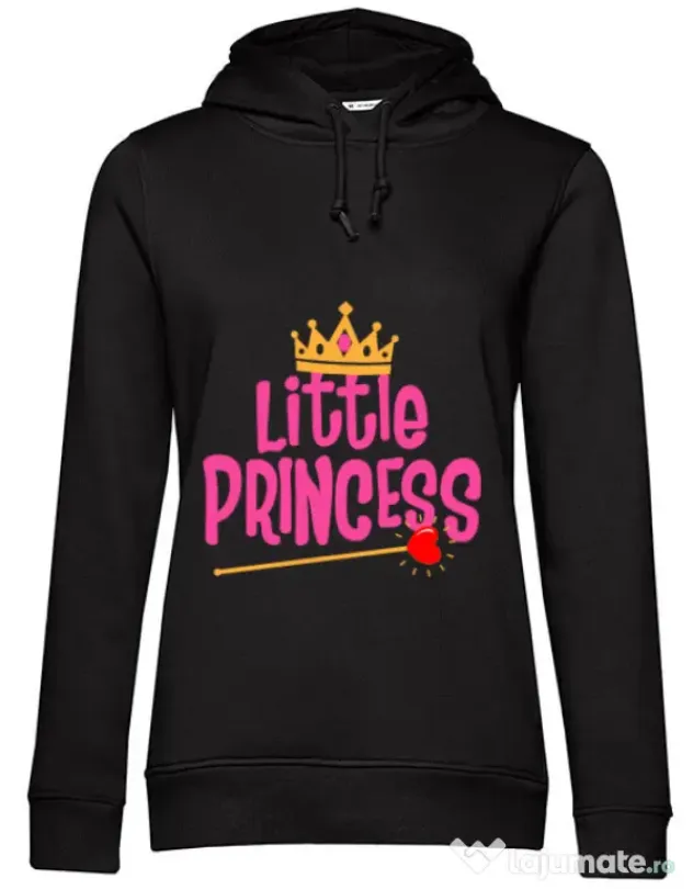 Hoodie dama cu gluga Little Princess Negru