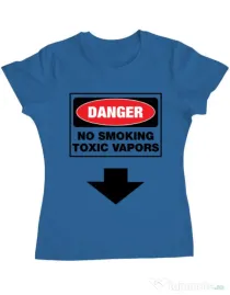 Tricou ADLER dama Danger No Smoking Albastru azuriu