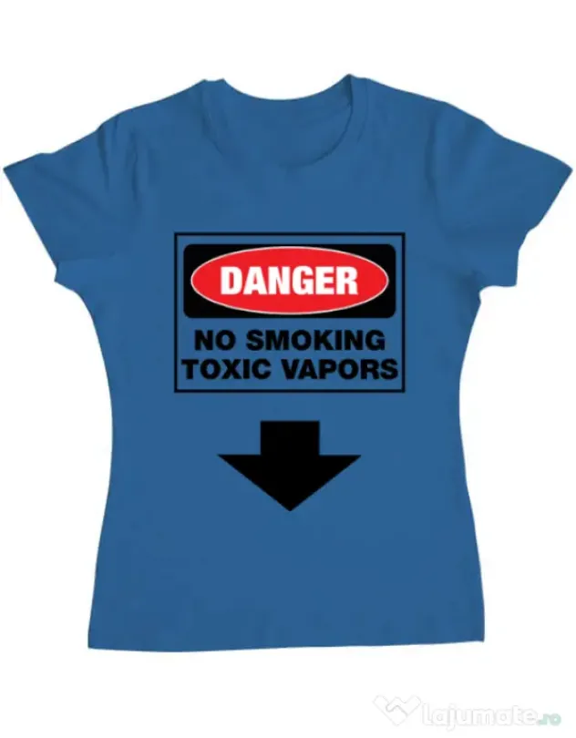 Tricou ADLER dama Danger No Smoking Albastru azuriu
