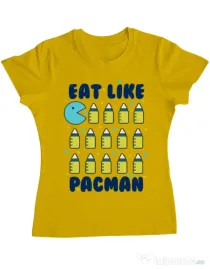 Tricou ADLER dama Eat Like Pacman Galben