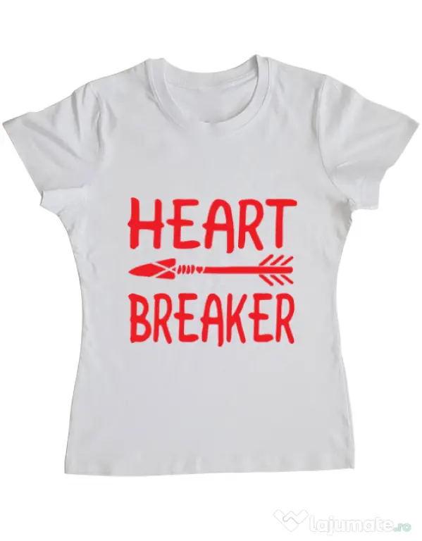 Tricou ADLER dama Heart breaker Alb