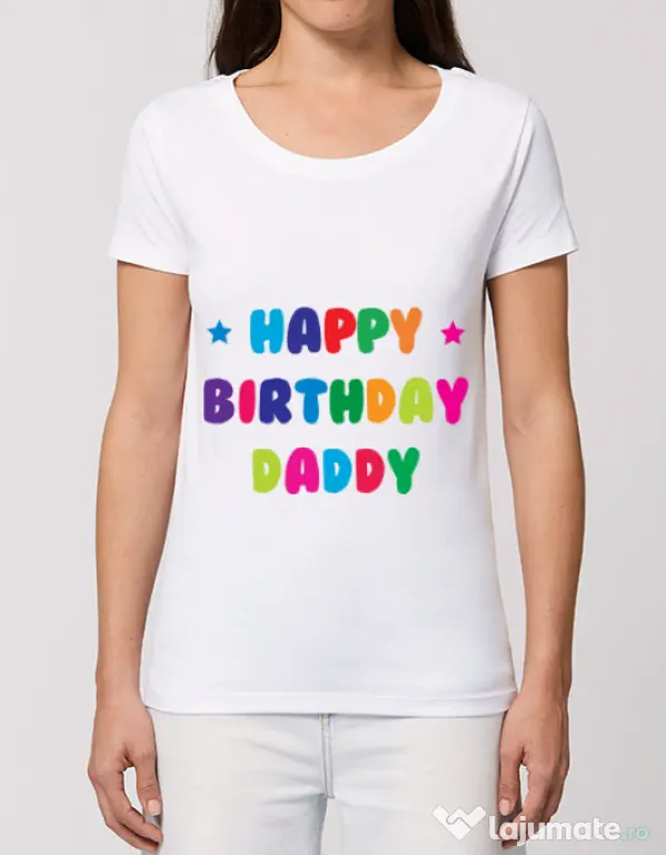 Tricou STANLEY STELLA dama Happy Birthday Daddy Alb