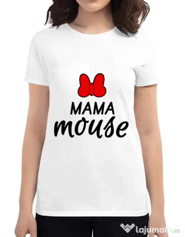Tricou ADLER dama Mama mouse Alb