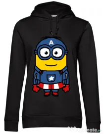 Hoodie dama cu gluga Captain minion Negru