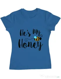Tricou ADLER dama He is my honey Albastru azuriu